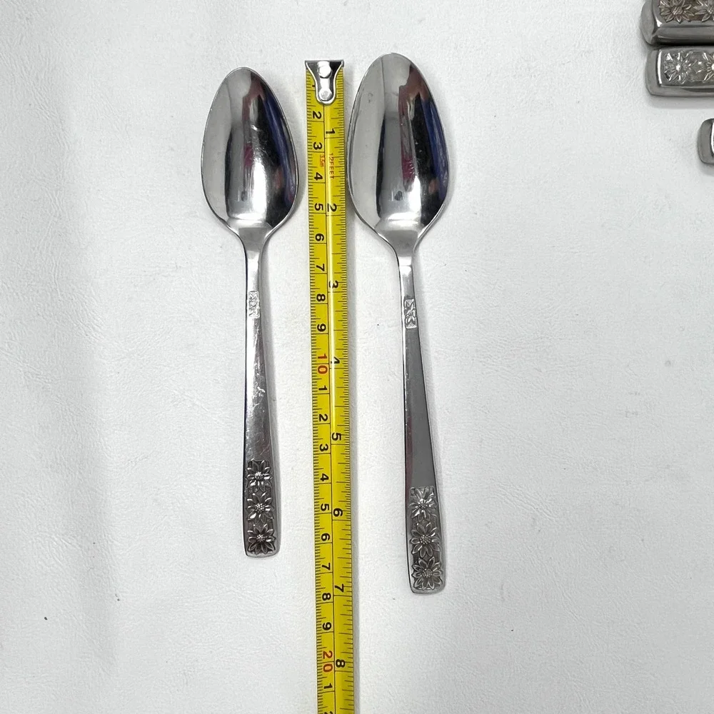 Rogers‎ Suncrest Stainless Flatware Set 35pc Floral Daisy Japan Mid Century READ